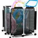 Pool Storage Bin, Float Toy Storage Organizer, Rolling Pool Toys Holder for Outdoor, 160 Gallon Large Mesh Poolside Container (Black)