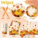 Fall Thanksgiving Plates and Napkins-141Pcs Fall Pumpkin Maple Leaves Theme Disposable Tableware for Autumn Thanksgiving Party Supplies