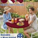 Moosfor Round Spandex Tablecloth, Elastic Fitted Waterproof Tablecloths for 45"-56" Tables, Stretch Washable Picnic Table Cover for Camping, Dining, Indoor and Outdoor, Wine Red