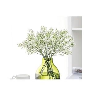 Suandsu 6 PCS Gypsophila Long Stem Artificial Baby Breath Flowers Fake Real Touch Flower for Home Office Indoor Outdoor Wedding Decoration Festive Furnishing White (9 Flowers Each)