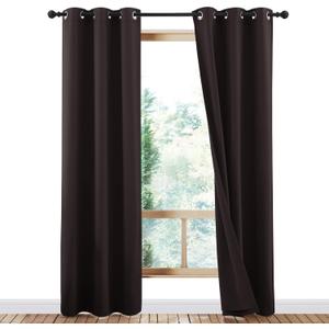 NICETOWN High-End Thermal Curtains, Full Blackout Cold Reducing Curtains 84 Inches Long for Dining Room, Soundproof Window Treatment Drapes for Living Room, Brown, 42" Wide Per Panel, 2 Panels