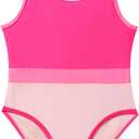 Toddler Girl Swimsuit Candy Color One-Piece Swimwear Girls Color Block Bathing Suit Summer Bikini Set 1-6 Years (2-3T, Hot Pink)