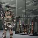 Gun Rack Stand Indoor, Upgraded Wooden Floor Rifle Rack Stand, Height-Adjustable Gun Display Rack Holds up to 9 Long Guns and 8 Handguns