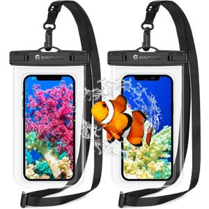 SYNCWIRE Waterproof Phone Pouch [2-Pack] - Universal IPX8 Waterproof Phone Case Dry Bag with Lanyard Compatible with iPhone 15/14/13/12/11 Pro XS MAX XR X Samsung S23 S22 S20+ and More Up to 7 Inches (Transparent+Transparent)