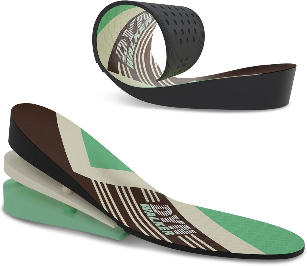 DynWalker Lift Insole Boost Inner Sole 2.95 Inch Heel Pads for Shoes Anti-Slip Flexible Soft Cushioned Heel Massage for Uneven Legs Adjustable Size 2 Layer L Green