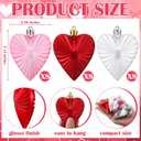 24 Pcs Large Valentines Day Heart Ornaments, 3.15 Inch Shiny Matte Heart Shape Hanging Decorations for Tree, Party, Wedding, Anniversary (Pink,Red,Silver)