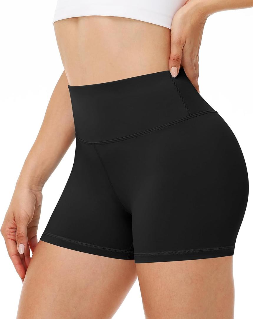 Runhit Women's Workout Biker Shorts - 3" High Waisted Tummy Control Spandex Booty Shorts for Volleyball Gym Yoga Dance (Black), XS
