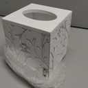 Tissue Box Cover Square, Carved Flowers Wooden Tissue Box Holder with Slide-Out Bottom, Decorative Cube Wall Mounted Tissue Holder for Desktop Nightstand Bathroom Office, Rustic Farmhouse Home Decor