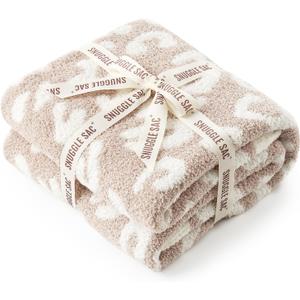 Snuggle Sac Leopard Throw Blanket for Couch Bed Sofa 50x60 inches, Reversible Beige Leopard Blanket Ultra Soft Cozy Blankets for Women Mothers Birthday Gifts