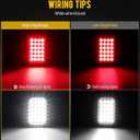 Partsam 6x 5x3 Inch Rectangle Stop Turn Tail Reverse Backup Running Lights Red Clear Lens 24LEDs LED Truck Trailer Hitch Tail Lights Sealed Flush Mount 3 Prong Watertight Plug Rubber Grommet 12V IP67