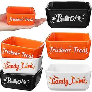 Roshtia 5Pcs Halloween Candy Bowl Mini Ceramic Bowl for Tiered Tray Decoration Corn Trick or Treat Halloween Candy Dish Halloween Ghost Party Supply Candy Holder for Farmhouse Home Housewarming Gift