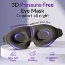 Light Blocking Sleep Mask for Men & Women, Night Shade Blackout Mask for Sleep, Travel Eye Cover with Memory Foam, 3D Night Blindfold, Washable & Adjustable Eye Covers for Sleeping - One Size Fits All