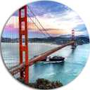 Designart Golden Gate in San Francisco-Sea Bridge Metal Artwork-Disc of 23, 23'' H x 23'' W x 1'' D 1P, Blue/Orange