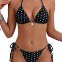 Tainehs Women's Sexy Halter Bikini Set Triangle Top String Swimwear Two Piece Swimsuits Cheeky Bathing Suit (Blue, M)