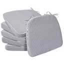 AAAAAcessories D-Shaped Chair Cushions, Featuring Ties and Removable, Machine-Washable Cover, 2'' Thick Seat Pads for Kitchen and Dining Rooms, 17'' x 16'', Set of 6, Pinstripe Dark Gray