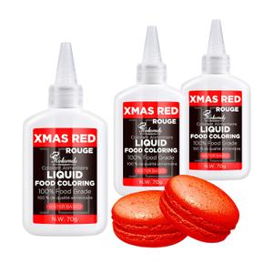 Liquid Food Coloring (Xmas Red), 70g 3 Bottles Food-Grade Concentrated Flavorless Food Coloring Set, Vibrant Dye Ideal for Baking Cookies, Cake Decorating, Icing, Fondant, Easter Eggs, DIY Projects (EXP 03/22/30)