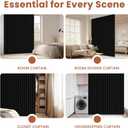 AJAZZ Blackout Accordion Door Curtain 98"x84" Black - Magnetic Folding Room Divider, No-Drill Sliding Patio Closet