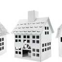 AuldHome Design Farmhouse Christmas Village Collection #2 w/Church, Barn and School (Set of 3, White); Candle Lantern Decorative Christmas Town Display