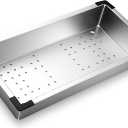 LemonRoad 8.27 x 16.93 Inch Stainless Steel Colander for Kitchen, Thickened over the Sink Colander Sink Strainer Basket, Kitchen Supply for Washing Drain Vegetable Fruits Dishes