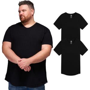 STRONGSIZE V-Neck T-Shirts for Men  Big and Tall Mens Stretch T Shirt (X-Large, 2 Pack Black / Black)