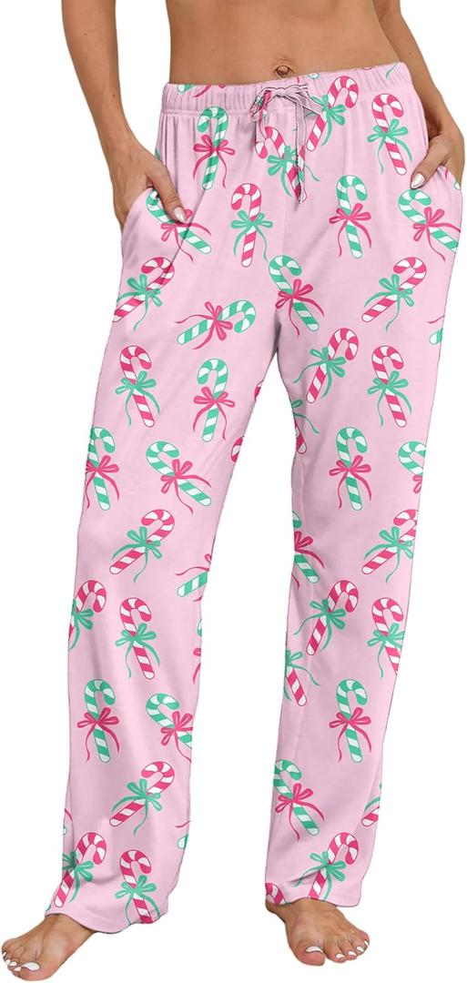 ALISISTER Christmas Pajama Pants for Women Print Pj Bottoms Drawstring with Pockets XXL