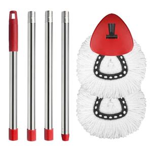 Only Hibaby 2 Spin Mop Head Replacement, 1 Mop Handle (30-58in) Combo Mops Set Compatible with OCedar EasyWring RinseClean Microfiber Mops (White)