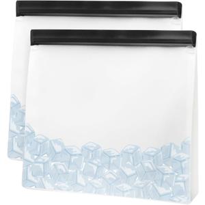 OGGI Reusable Ice Storage Bags - Set of 2, 11x10x2.5" - Ideal Reusable Ice Bag Set, Freezer Bags, Storage Bags, Snack Bag for Travel - Durable, Food-Grade BPA-Free