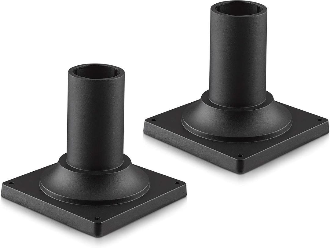 Black Pier Mount Base 2 Pack, HWH Cast Aluminum Post Light Mount Base Adapter for Above 3'' Diameter Stub Post, 5HW38PA-2PK BK