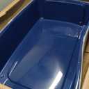 IRIS USA Cat Litter Box XX-Large Open Top with High Sided Walls Tall Scatter Shield Scoop Included Easy Clean Plastic Pan for Big Cats Kittens Multi-Cat Households 30"L x 20"W x 14"H Navy