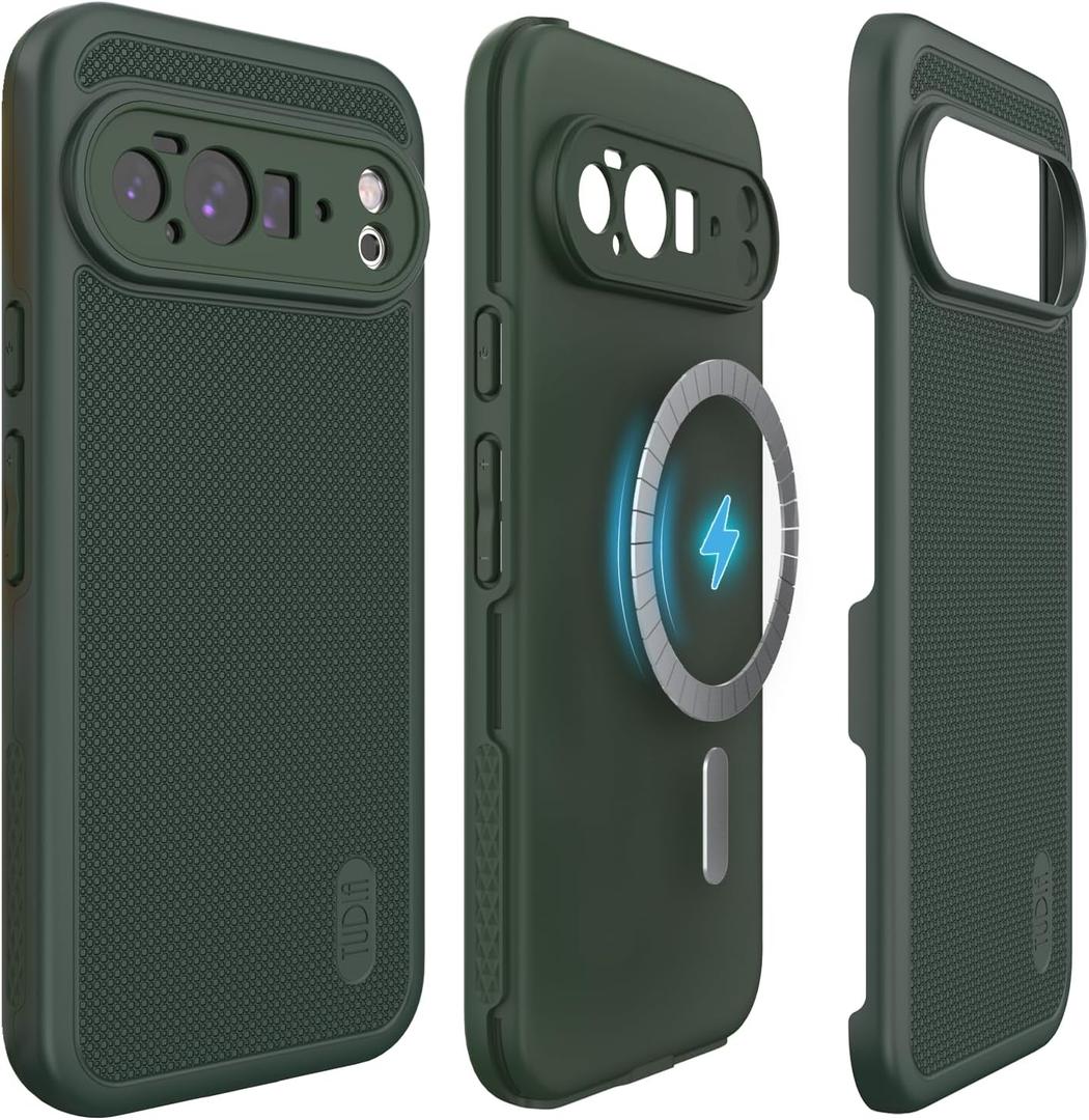 TUDIA MergeGrip [Compatible with Magsafe & Pixelsnap] for Google Pixel 10 Pro XL Case 2025, [Military Grade] Dual-Layer Shockproof Slim Non-Slip Heavy Duty Protective Phone Cases  Pine Green