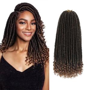 Goddess Locs Crochet Hair 6 Packs, 16 Inch Straight Faux Locs Crochet Braids, Pre-Looped Curly Soft Synthetic Ombre Braiding Hair Extensions for Black Women(16 Inch, 6 Packs, 1B/30#)