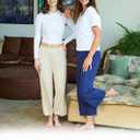 Mad Dog Lounge Women's Pajama Pants, Wide-Leg Cropped Capris, Casual Night Sleep Summer PJ Bottoms for Ladies (Gray, XL)