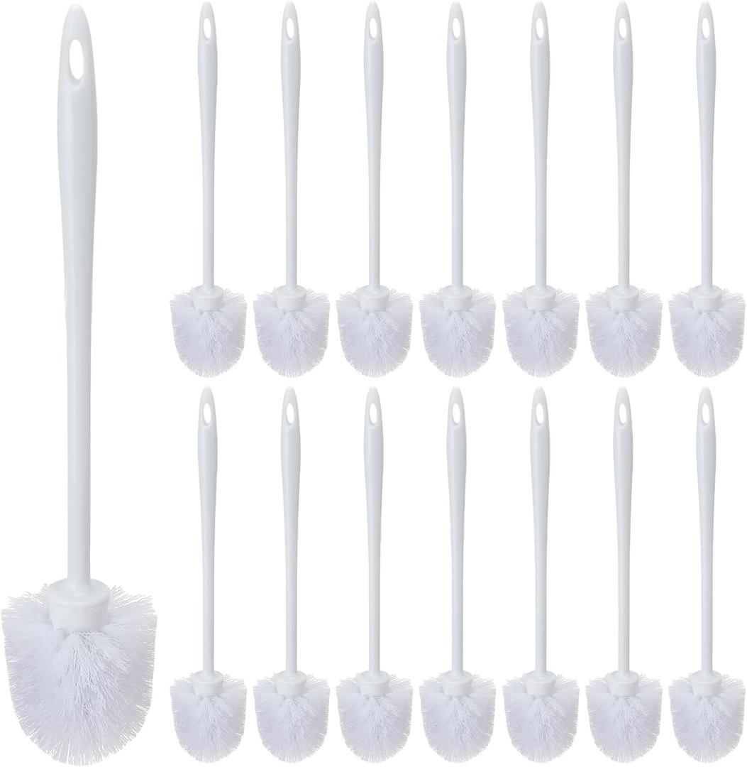 Tioncy 15 Pcs 14.2 Inch Toilet Brush Commercial Heavy Duty Toilet Bowl Cleaning Scrub Long Scrubber for Bathroom Cleaning Supplies