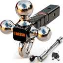 ORCISH Tri-Ball Trailer Hitch with Self-Lock Latch & Hook, Chrome Trailer Ball Size 1-7/8", 2" and 2-5/16", Fit 2 Inch Hitch Receiver, Anti-Theft Locking Tow Hitch Mount, 10,000 lbs Max Capacity