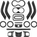 18 PCS Full Set Interior Decoration Trim Kit Steering Wheel Center Console Door Handle Air Conditioning Vent Cup Holder Gear Cover Trim for Jeep Wrangler JK JKU 2011-2018 4-Door (Glossy Carbon Fiber)