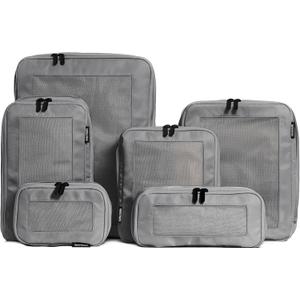 Compression Packing Cubes for Travel - Luggage Organizer Bags - Double Zipper Packing Cubes for Suitcases (6-Pack, Dark Grey)