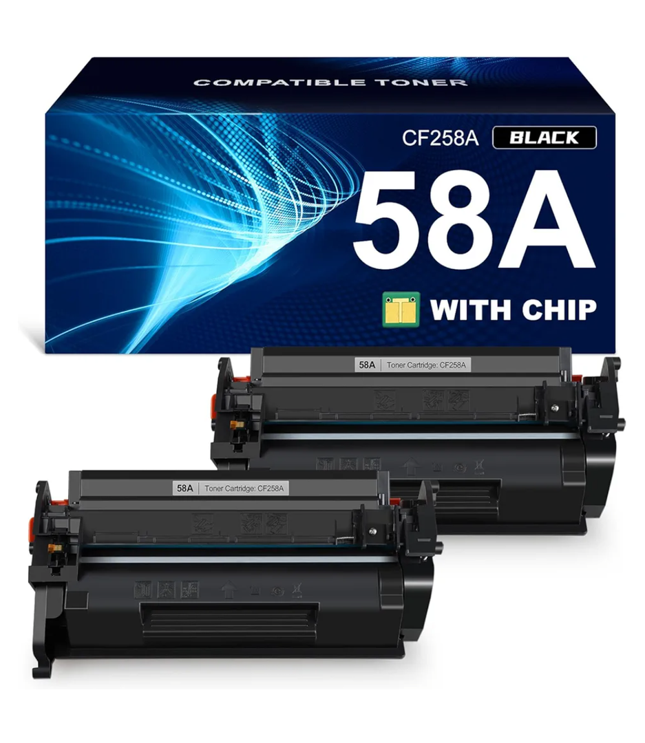 58A Toner Cartridge Black (with chip) Compatible Replacement for HP 58A CF258A 58X CF258X Work with HP Laser MFP M428fdw M428fdn M428dw Pro M404n M404dn M404dw M406dn M430f M404 M428 Printer, 2-Pack