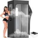 Adamson Full Size Portable Steam Sauna - Indoor Sauna Tent for Home Spa Relaxation - Boost Health and Recovery - 2.6L 1000W Steamer - Chair - Remote - Foot Massager - New - Nylon Black