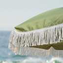 AMMSUN 7ft Patio Umbrella with Fringe Outdoor Tassel Umbrella UPF50+ Premium Steel Pole and Ribs Push Button Tilt, Sage Green