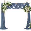 VACVELT Wedding Arch Draping Fabric Dusty Blue Chiffon, 2 Panels Sheer Drapes 30 Inch x 20ft Chiffon Backdrop Curtain Wedding Decor, Outdoor Sheer Drapery for Ceremony Party Ceiling