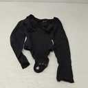 FeelinGirl Women's Long Sleeve Shapewear Bodysuit for Tummy Control Seamless Body Suits Thong V Neck Going Out Tops (Medium, Black)