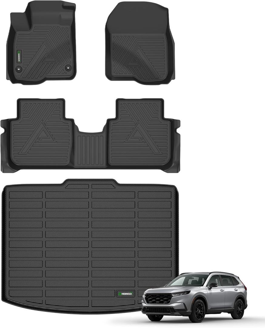 ANBINGO Floor Mats & Cargo Liner for 2023 2024 2025 2026 CRV (Not Hybrid) for CR-V LX/EX/EX-L, All Weather Protection TPE Automotive Floor Liners (Cargo Tray in Lowest Position)