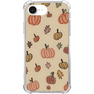Cute Pumpkin Autumn Leaves Case for iPhone 16e/17e, Artistic Halloween Designs, Trendy Cool Soft TPU Bumper Case for iPhone 16e/17e