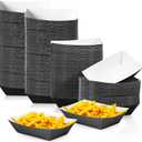 300 Pcs Paper Food Boats Nacho Trays Disposable Boats Fast Food Serving Hot Dog Holder Paper Basket for Football Birthday Party Supplies Picnics Carnivals(2 lb,Black, White)