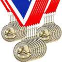 Quelay 30 Pcs 2'' Award Medals Bulk Gold Winner Medals with Neck Ribbons Metal Trophy Award Prize Gift for Tournaments, Competitions, Party, Kids and Adults