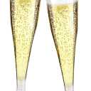 100 Pack Plastic Champagne Flutes,4.5 oz Plastic Glasses,Clear Disposable Champagne Flute,Toasting Glasses for Party Wedding Thanksgiving Day Christmas Party Cocktail Cups(Black)