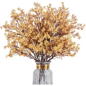 Babys Breath Artificial Flowers, 8 Bundles Gold Real Touch Fake Flowers Silk Flowers for Vase Home Office Wedding Spring Indoor Outdoor Centerpiece Table Party Decorations