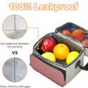 Insulated Lunch Box Dual Compartment Lunch Bag Leakproof Cooler for Men Women with Adjustable Strap,for Work, Picnic, Beach, Camping, Travel (Pink Beige,12L)