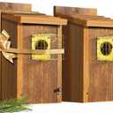 2pk Fortress Bluebird House for Outdoor Clearance - Metal Entry Cage, Mesh Base & Brass Guard - Cedar Bird House for Bluebirds, Finches, Patented Design, Weatherable 5 Years Usage, 6"x7", 2026 Updated