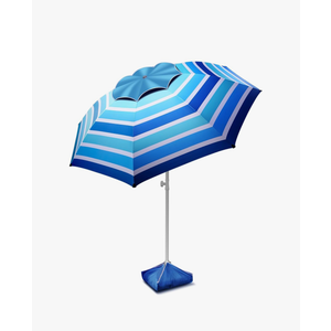 8FT Large Beach Umbrella with Level 7 Wind Resistance, Sand Anchor, Portable Outdoor Umbrella with UPF50+ UV Protection, Tilt Sun Shelter for Beach, Patio, Yard